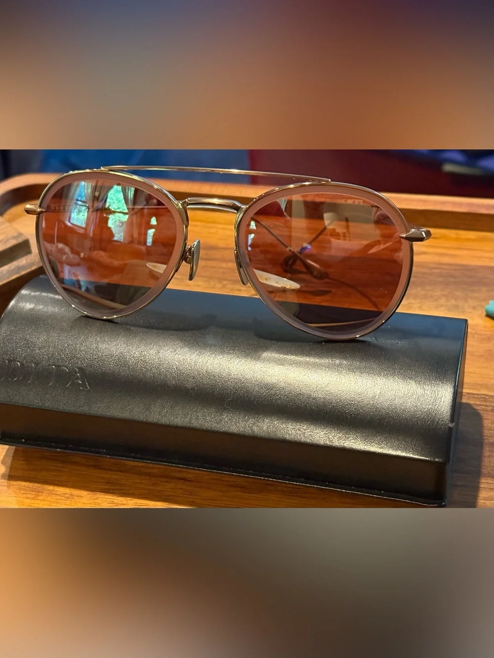 DITA Axial Titanium Rose Gold Aviator Sunglasses